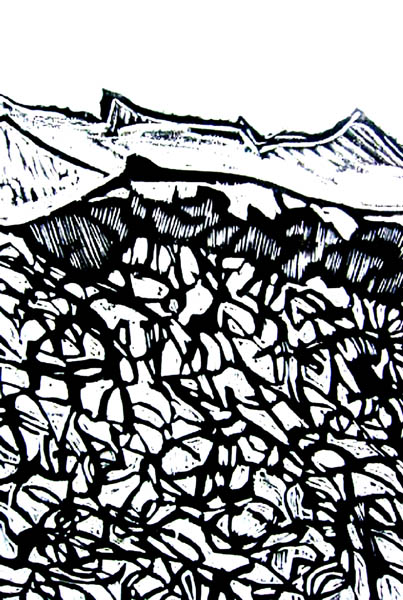 2009 "Montagne"gravure sur bois 43x30 cm