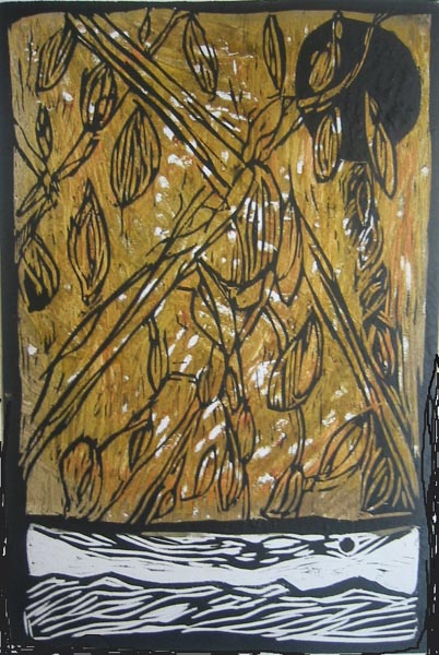 2008 "Forêt d\'Hiver" gravure sur bois  40x30 cm
