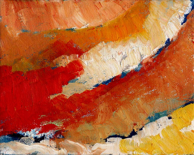 2010  huile sur toile "Paysage Rouge" 12x24 cm