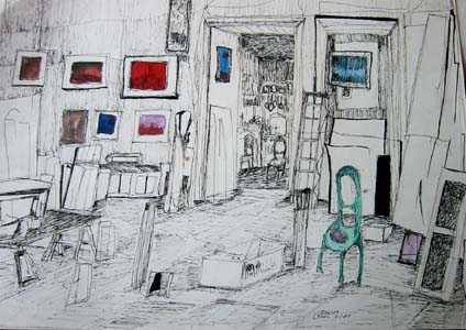 Dessin 1981 "96 rue Paul Guyesse Lorient"20 x 40 cm (Vendu)