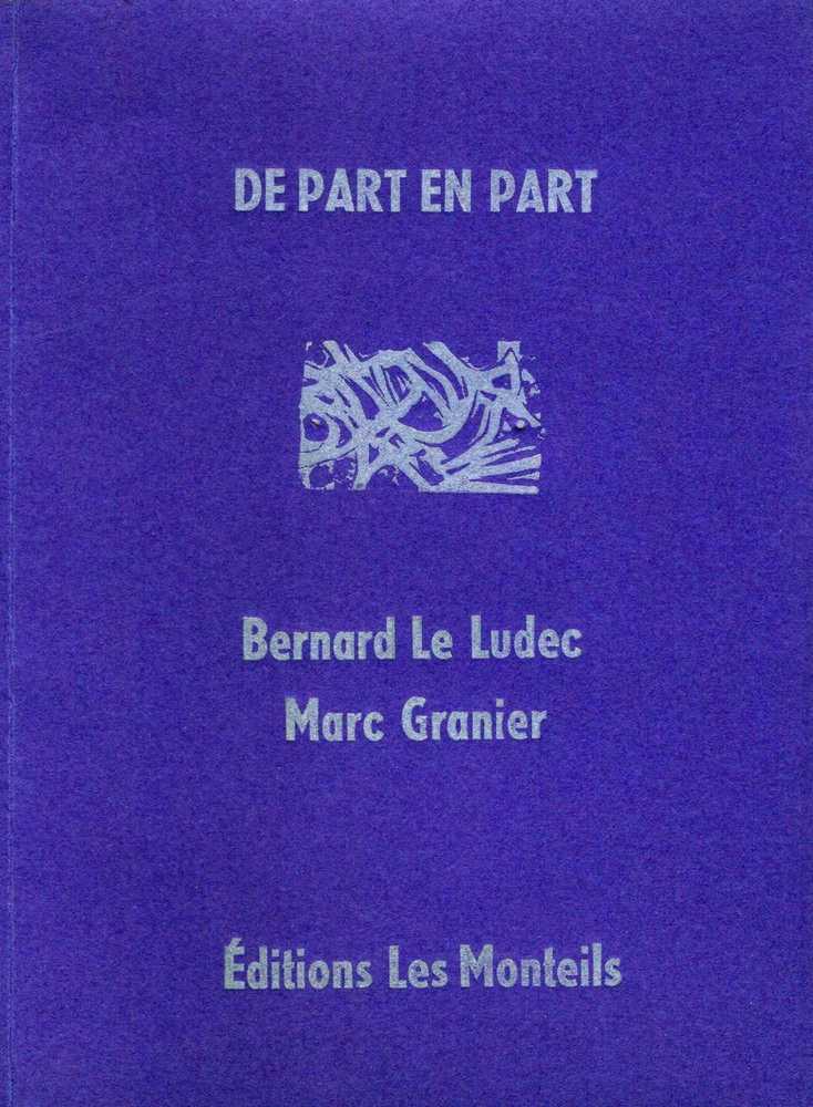 De Part en Part ditions originale de 7 textes de Bernard Le Ludec enrichie de trois linogravures de Marc Granier, les 20 exemplaires sur papier Ursus 220 gr compos en Europe troit gras corps 16 numrots et signs par l\'auteur et l\'artiste. Achev d\'imprimer sur les presses typographiques de l\'atelier des Monteils le 23 septembre 2012  Roquedur en Cvennes. ( puis)