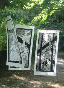 2007 Kakémonos gravures sur bois 200x0,80 cm