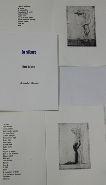 Edition d\' un texte et 5 eaux fortes de Marc Daniau 21 exempaires su Hahnemhle 230g sont numrots par l\'artiste. Compos et imprimer par Marc Granier en plomb mobile  Vendme corps 16 avec l\'aide de Agathe Blin et Lydie Roques.Achever dimprimer sur les presses de l\'atelier des Monteils sous les arbres  Roquedur en Cvennes le 27 octobre 2019