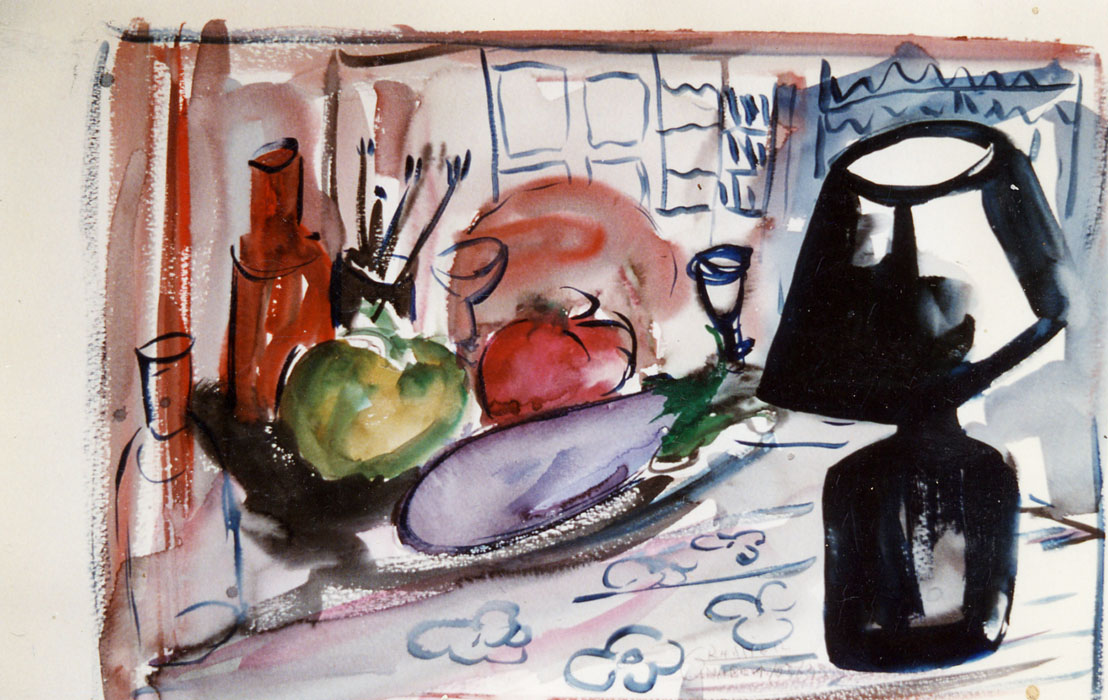 "Lampe noire" aquarelle 1998 50 x 70 (vendu)