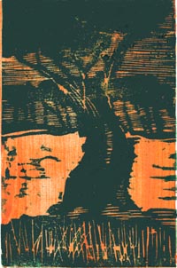 2006 "Arbre" gravure sur contre-plaqu Japonais   21x10 cm