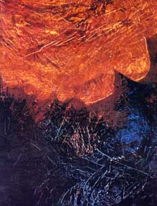 1980 "Paysage" acrylique sur bois 100x80 cm
