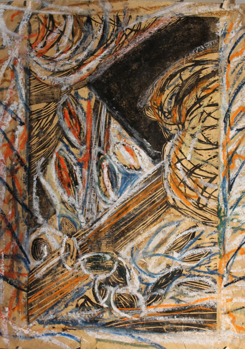 huile sur papier technique mixte maroufl sur toile 90 x 73 cm 2020